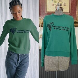 NWT RVCA x CAMILLE ROWE Conservez Leau Crewneck Conserve Water Drink Wine - L 🧡🎀